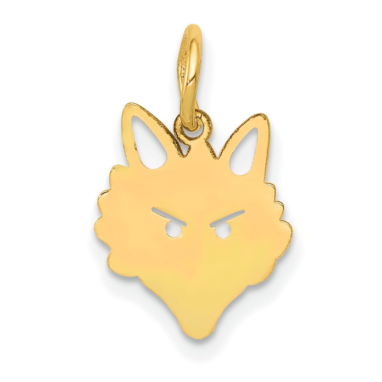 14K Yellow Gold Polished Fox Head Charm Pendant Jewelry 19mm x 11mm